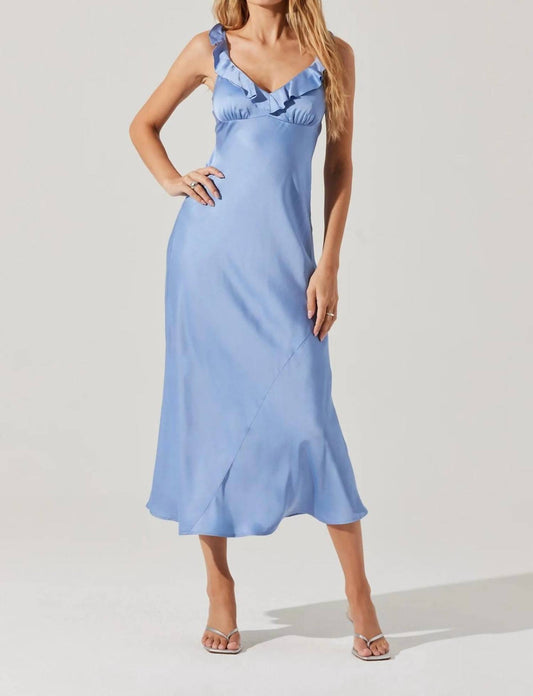 Astr - Zoie Satin Ruffle Midi Dress