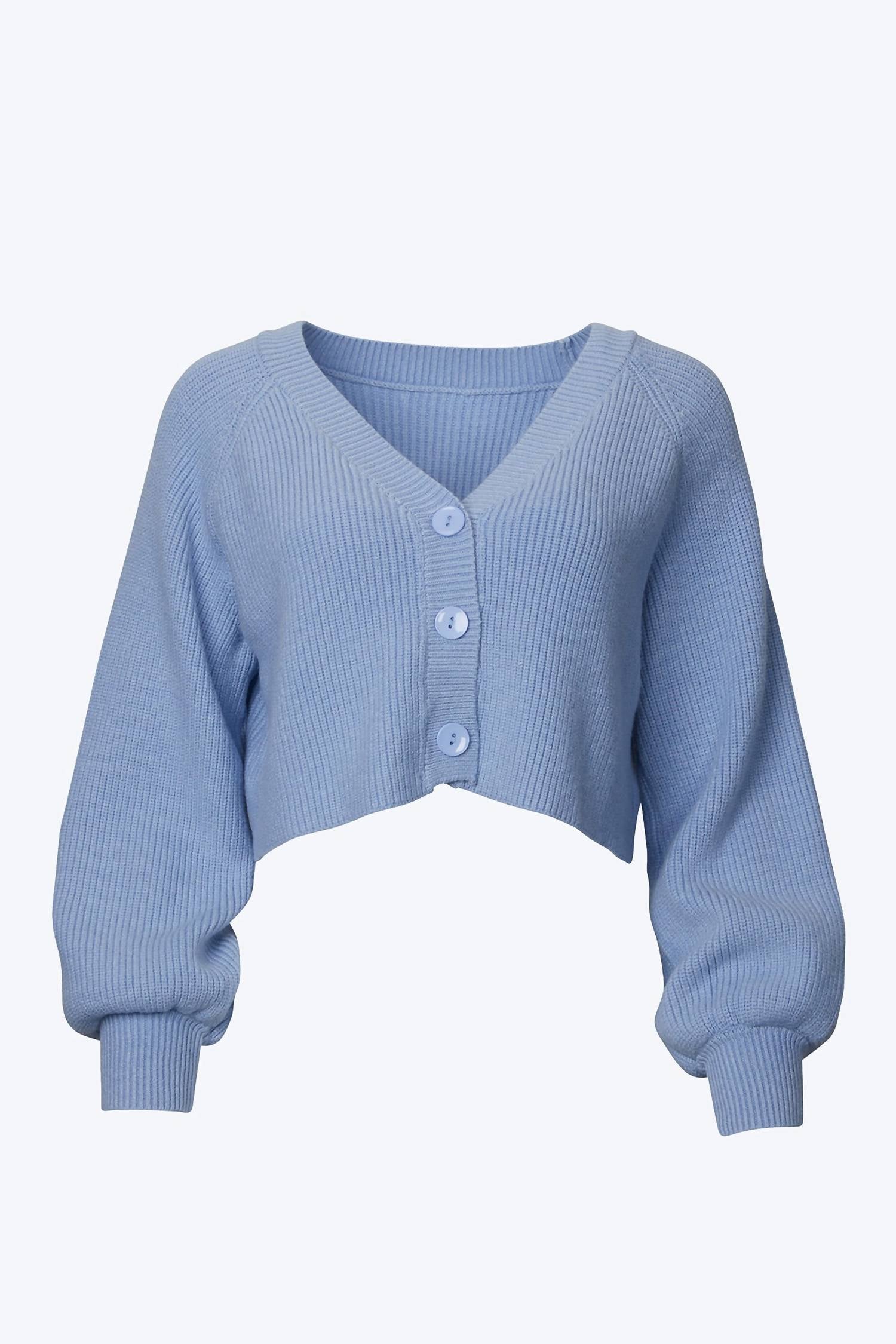 CROPPED SLOUCHY RIBBED-KNIT CARDIGAN