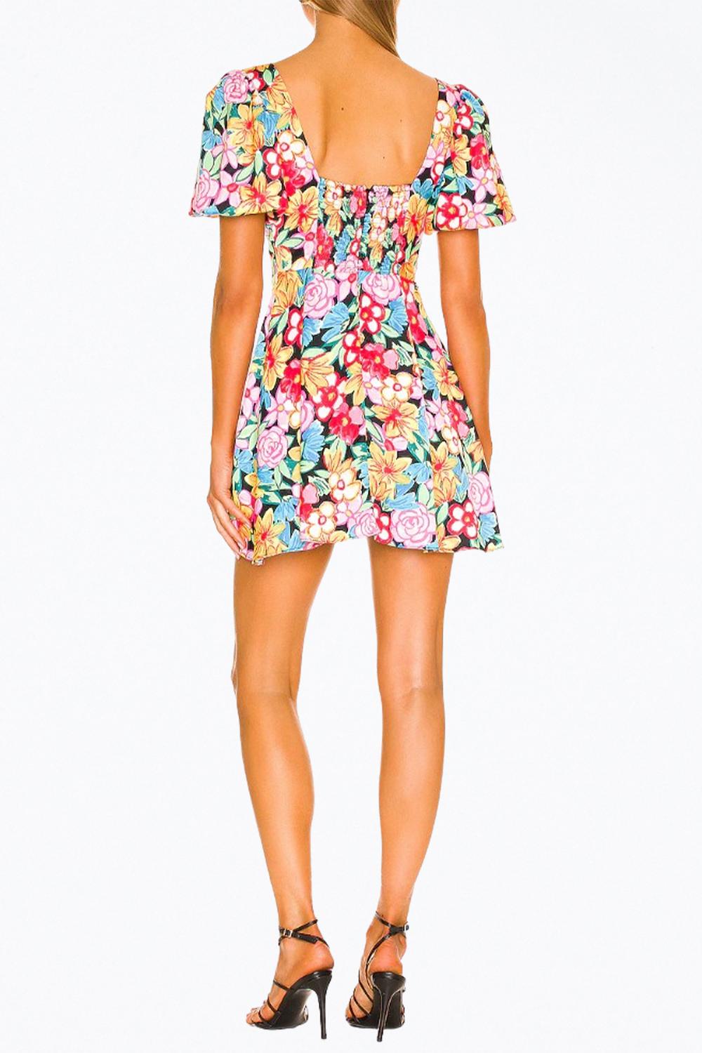 MALLORY FLORAL-PRINT CUTOUT SATIN MINI DRESS