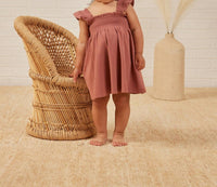 Quincy Mae Smocked Jersey Dress in berry - kids' dress - detail view
