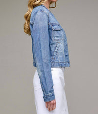 Hidden - Collarless Trucker Jacket