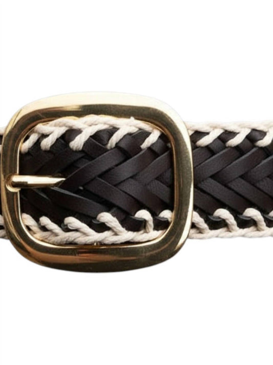 Leto - Women's Crochet Trimmed Woven Leather Belt