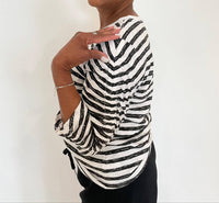 Elliott Lauren - Stripe Ruched Sleeve Tee