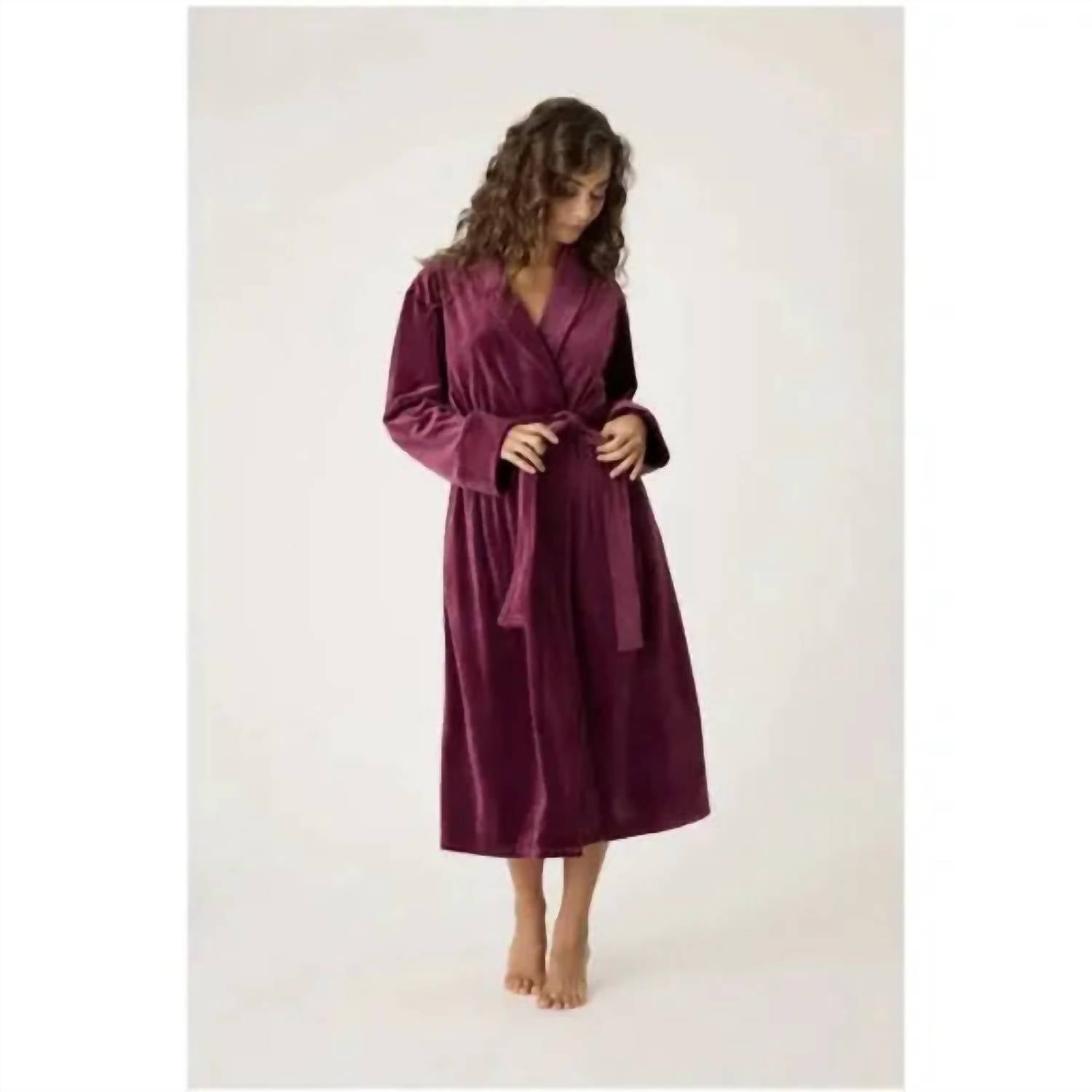 PJ Salvage Velvety Velour Robe in maroon - women's intimate