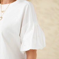 Coco + Carmen - Camille Top With Pearl Puff Sleeve