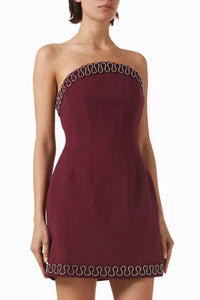 REBECCA VALLANCE Cava Mini Dress in wine - women's dress