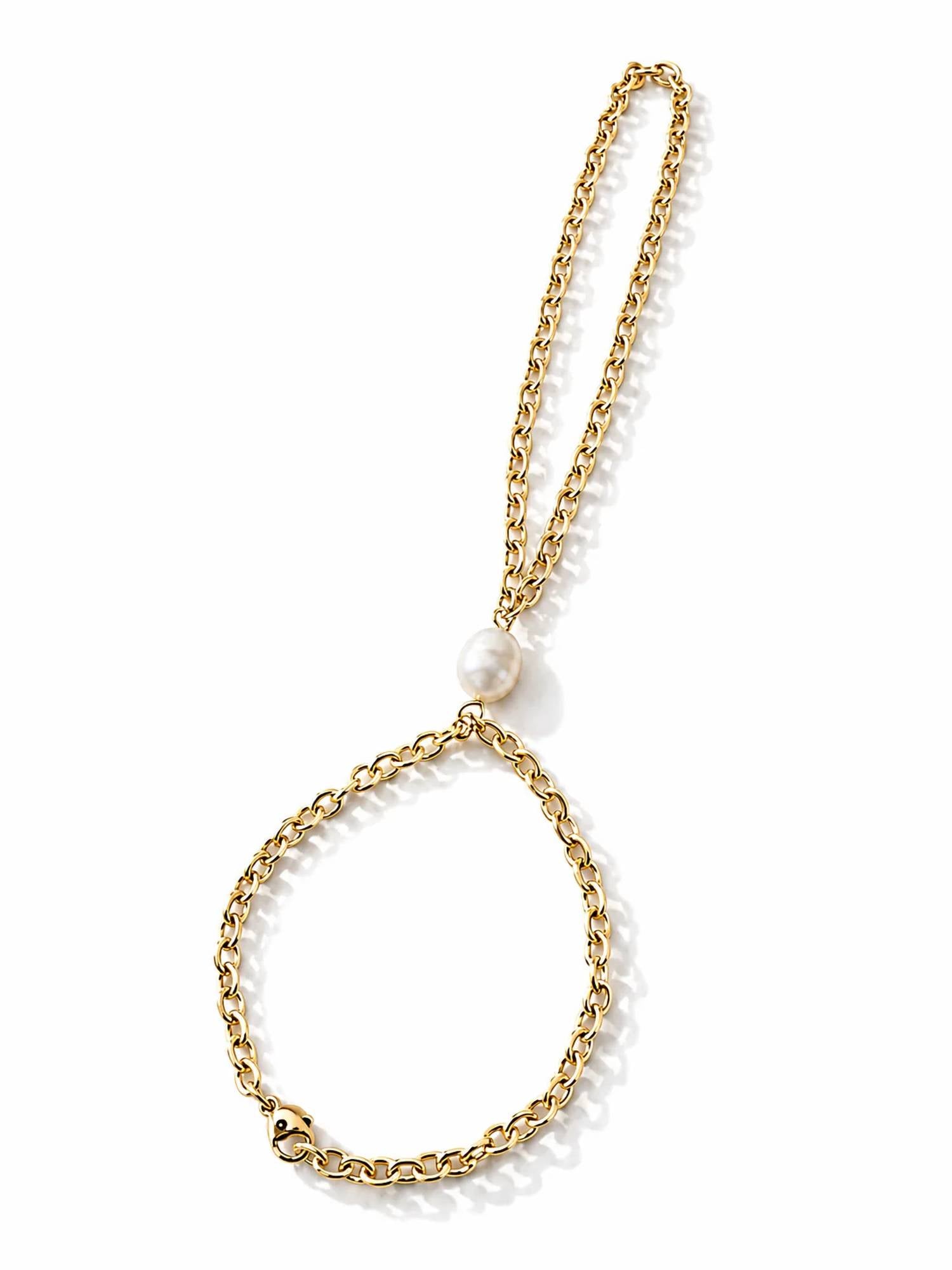 Eklexic - Women's Preya Pearl Hand Chain Bracelet
