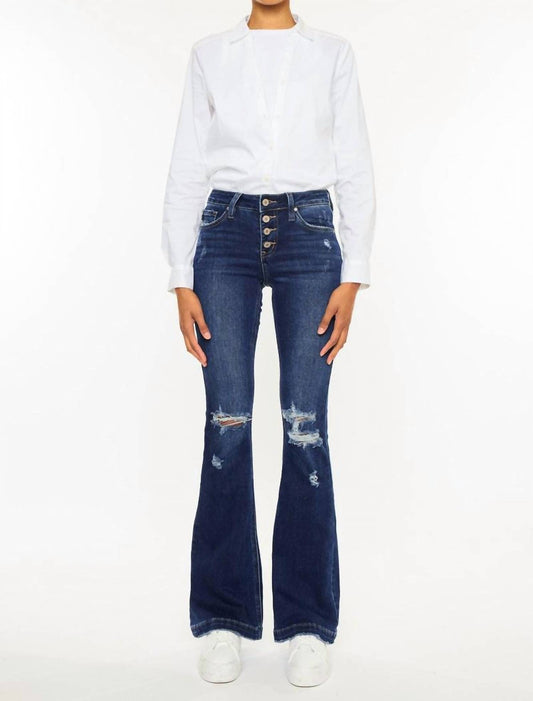 Kancan - Alisha Distressed Denim Flare Jeans
