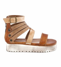 BEDSTU Women's Artemia Sandals in bone mustard tan rustic - women's sandal - detail view