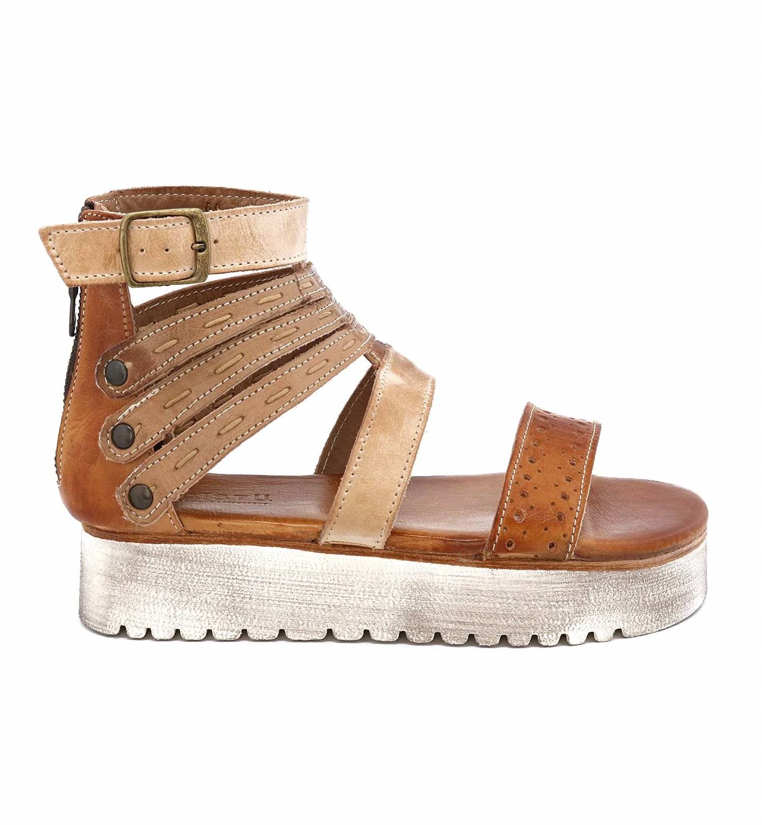 BEDSTU Women's Artemia Sandals in bone mustard tan rustic - women's sandal - detail view