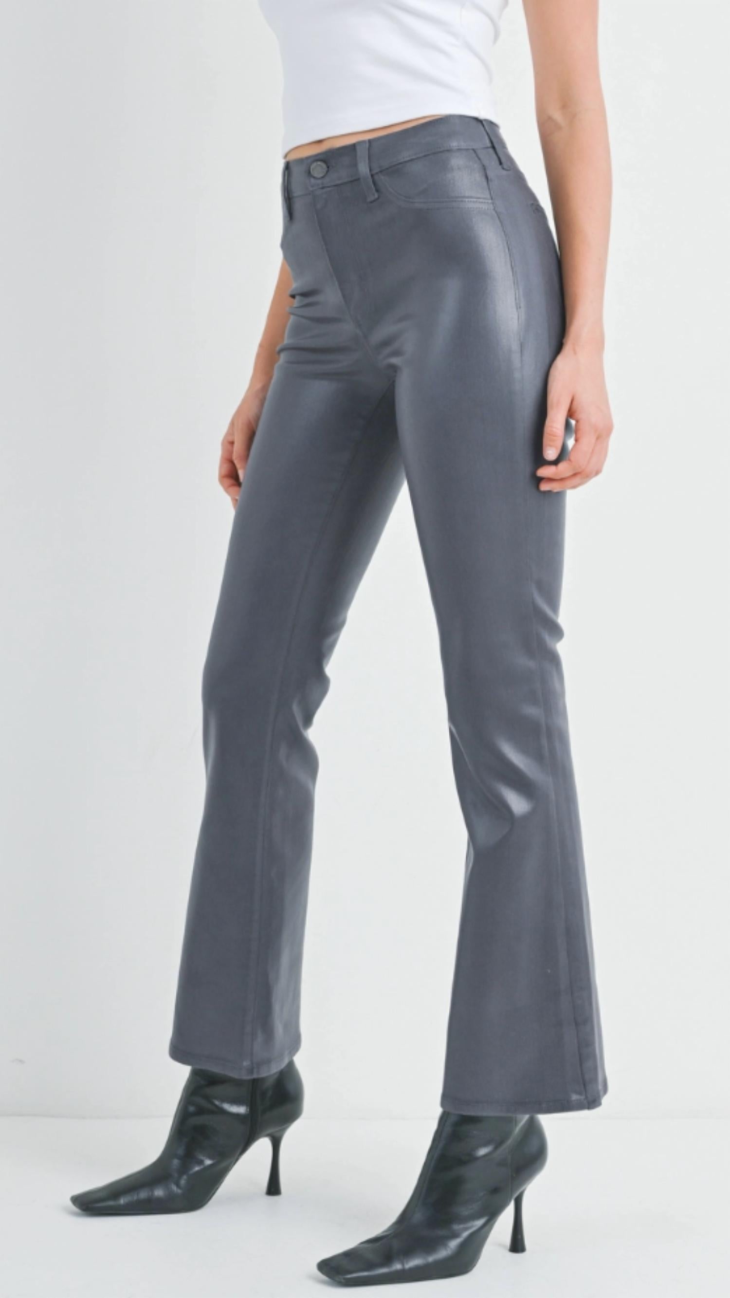 Just Black Denim - Mid Rise Coated Bootcut Jeans