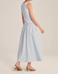 Velvet By Graham & Spencer - Stripe Rib And Poplin Mixed Media Romina Dress