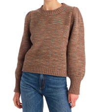 ALLISON NEW YORK Charlotte Knit Puff Sleeve Sweater in mocha - women's sweater - alternate view