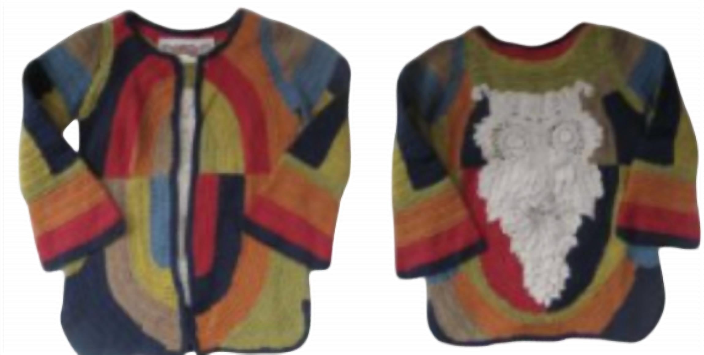 Native Funk & Flash - Girls Owl Inset Crochet Sweater