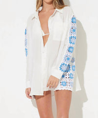 Ocean Drive - Crochet Square Insert Button Up Cover Up