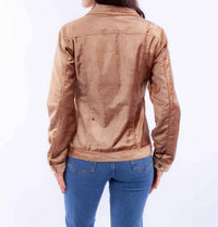 Scully Velvet Jacket With Embroidery in tan - women's jacket - detail view