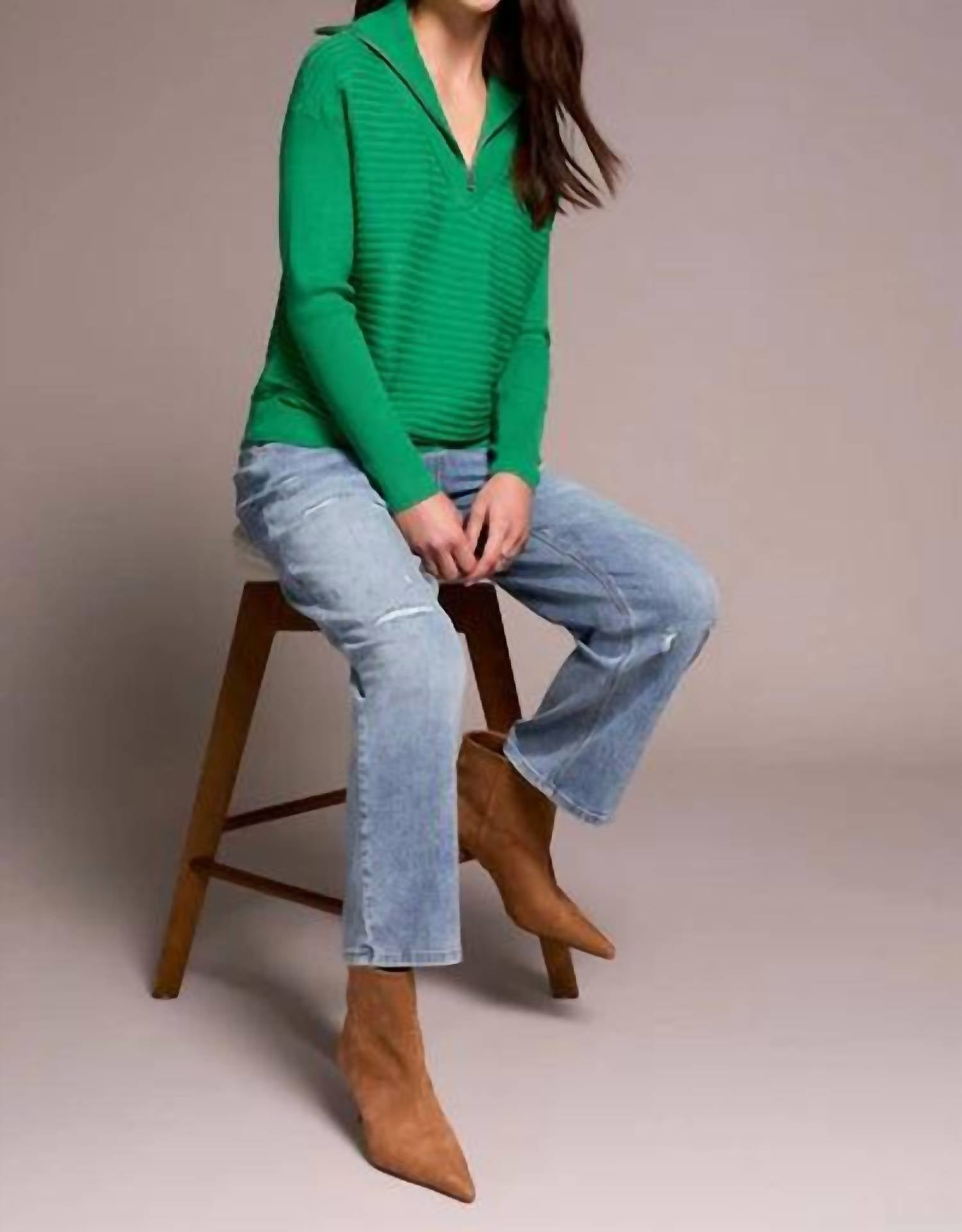 Tribal - Starling Soft Zip-up V-neck Sweater