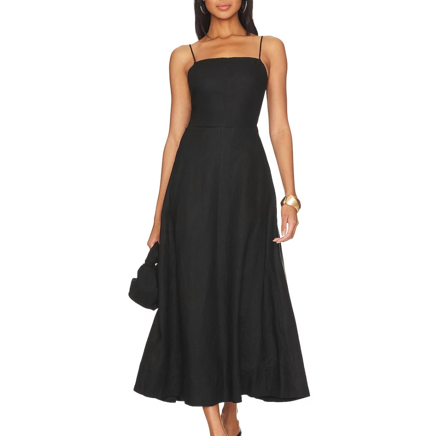 Enza Costa Women's Laced Open Back Midi Dress in black - women's dress