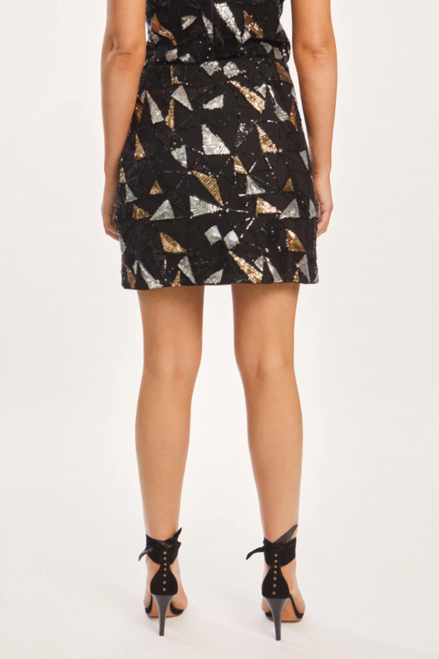 Caballero - Lanita Precious Metal Geo Sequin Skirt