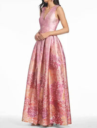 Sachin & Babi - Brooke Floral Mikado V-neck Ball Gown