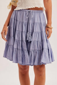 Hem & Thread - Tiered Midi Skirt With Tassel
