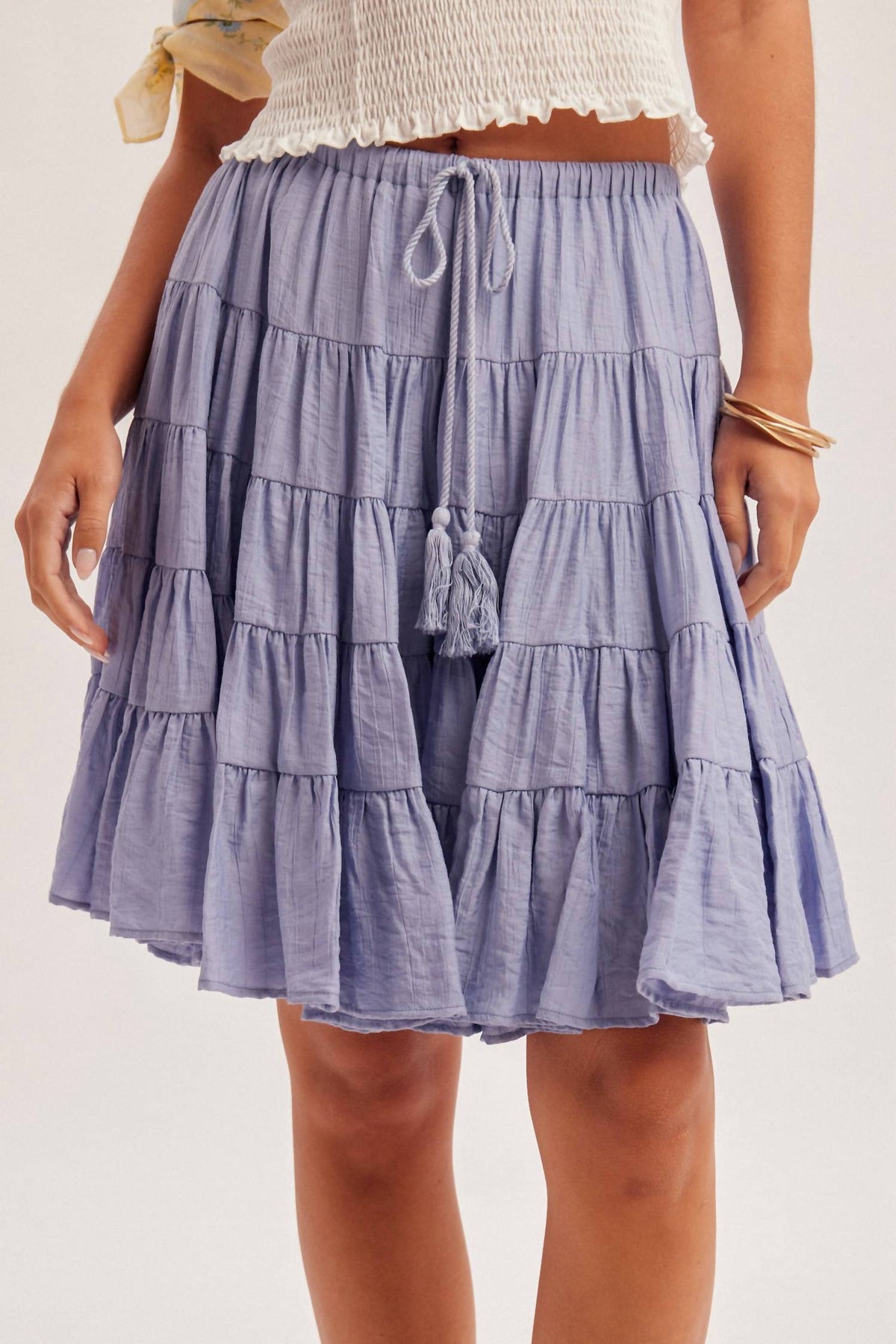 Hem & Thread - Tiered Midi Skirt With Tassel