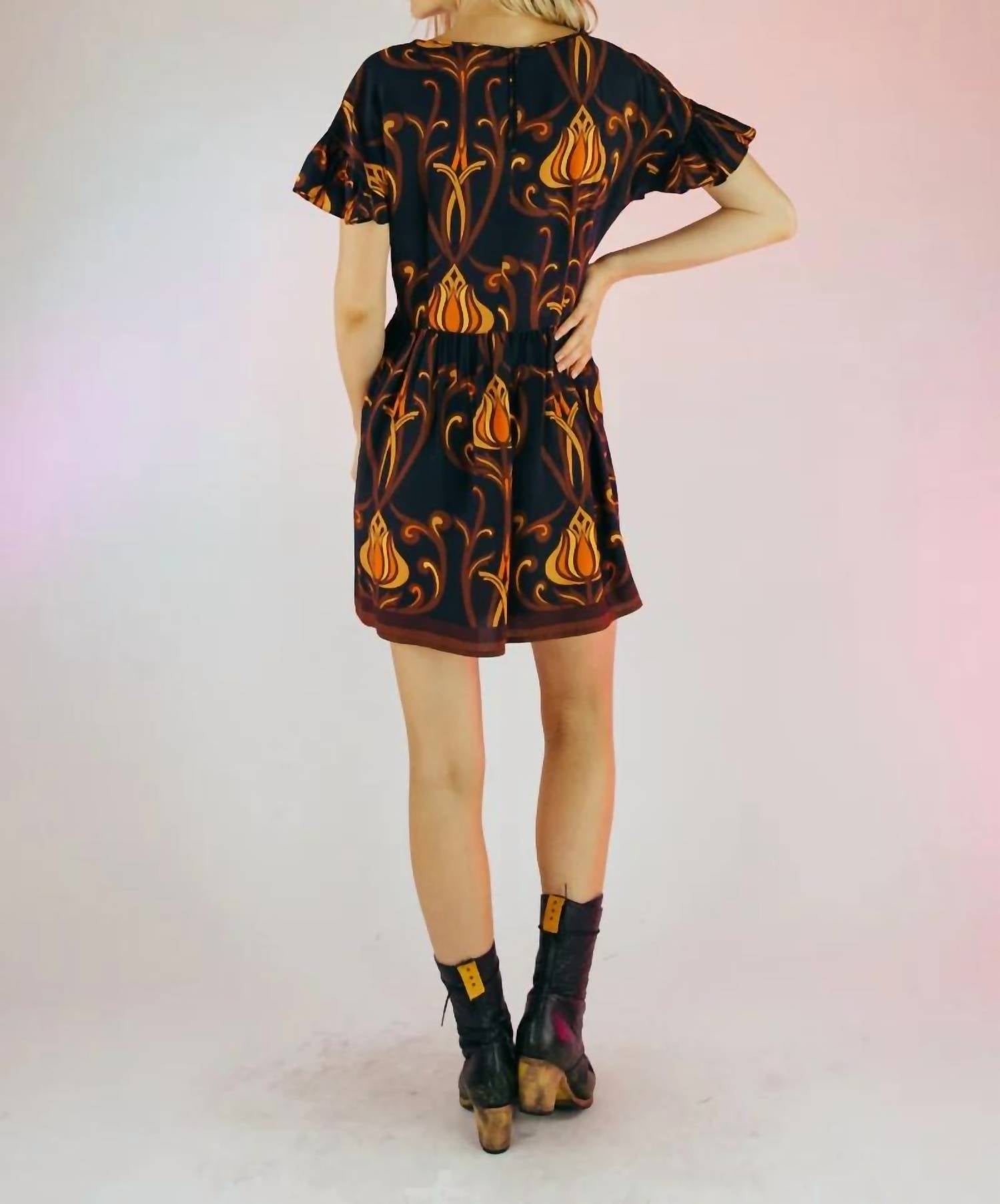 LENNI the label Sugar Mini Dress in deco black - women's dress - detail view