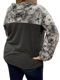 Honeyme - Faux Snakeskin Rose Hoodie