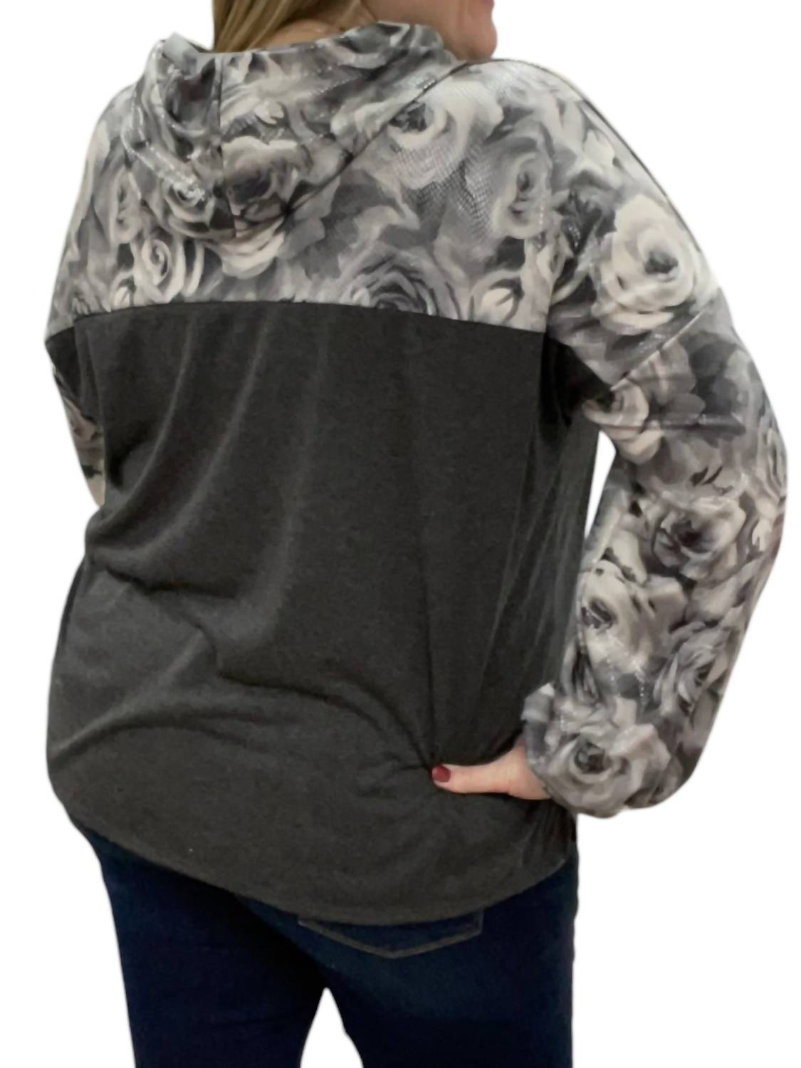 Honeyme - Faux Snakeskin Rose Hoodie