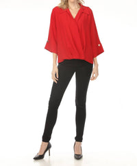 Joseph Ribkoff - Surplice Blouson 3/4 Sleeve Top