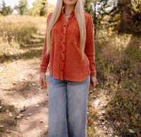 Easel - Kelsie Waffle Button Down Shirt