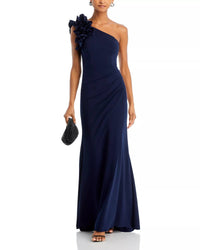 Aqua - One-shoulder Ruffle Gown