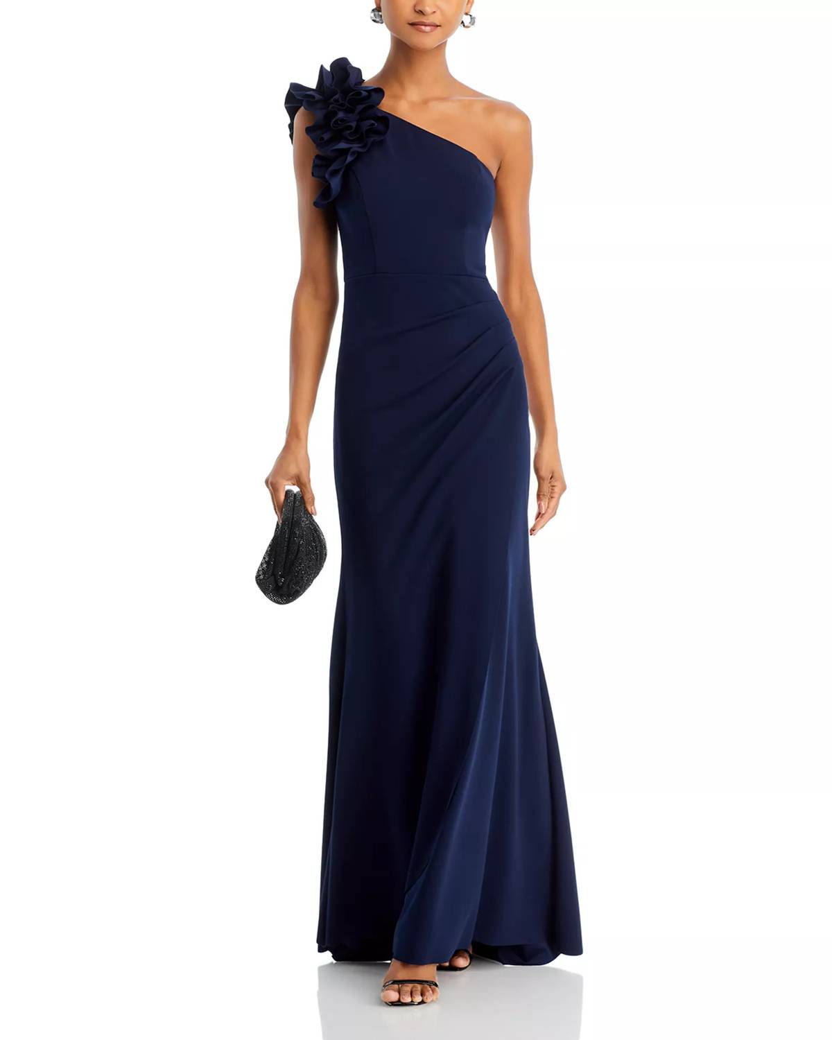 Aqua - One-shoulder Ruffle Gown