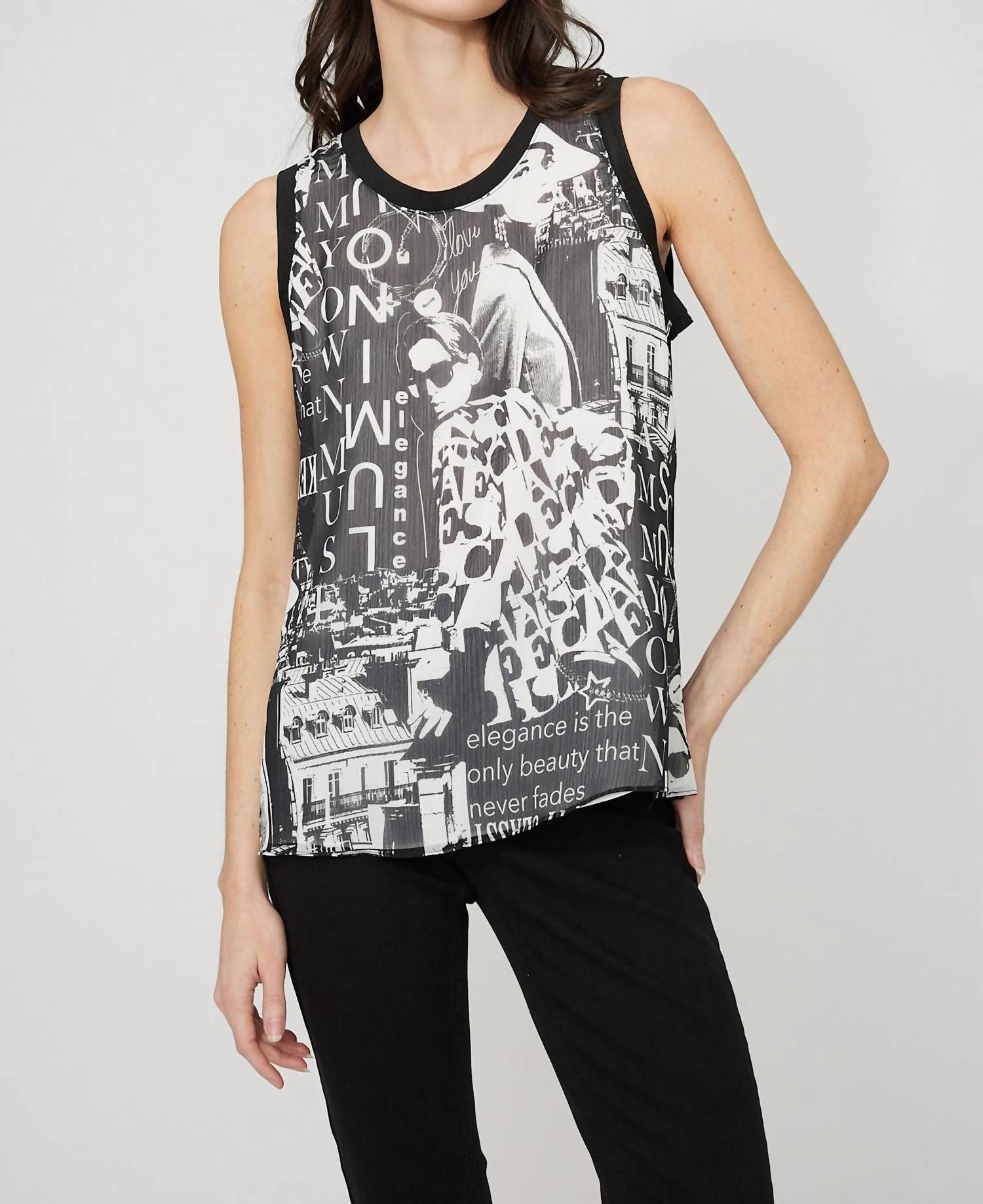 Frank Lyman - Graphic Print Sleeveless Pullover Top