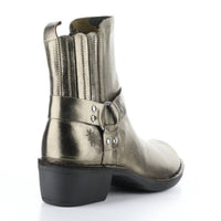 FLY LONDON Women's Mebi Boots in dark gold - women's shoe - detail view