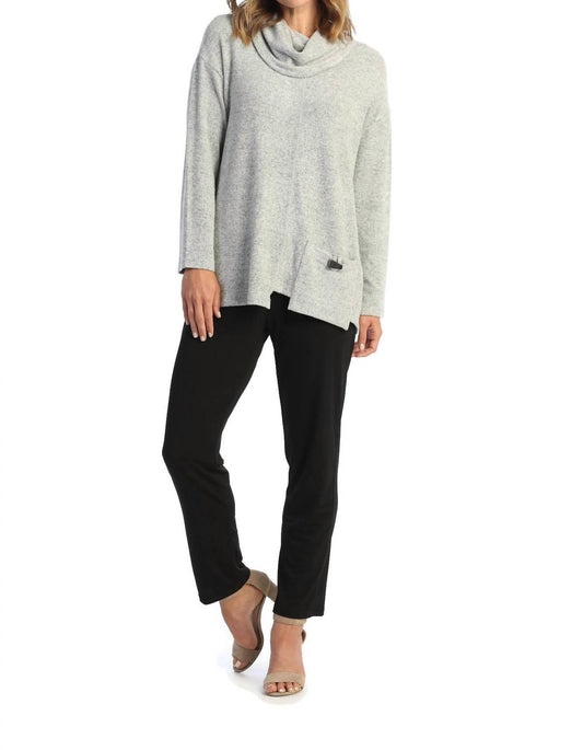 Jess & Jane - Brushed Knit Pocket & Cowl Neck Top - Plus