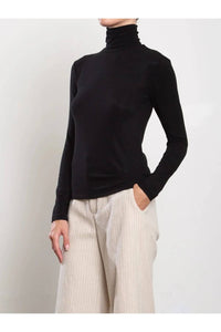 Pharaoh Shiloh Turtleneck Top in black - women's long sleeve top - detail view
