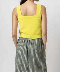 Lilla P Sweater Tank Top in lemon lime - women's tank top - detail view