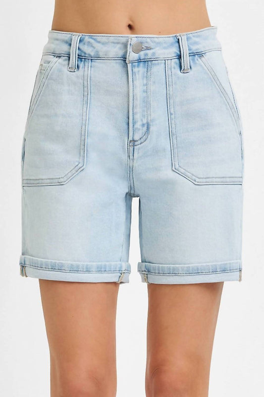 Risen - High Rise Patch Pocket Cuffed Relaxed Shorts