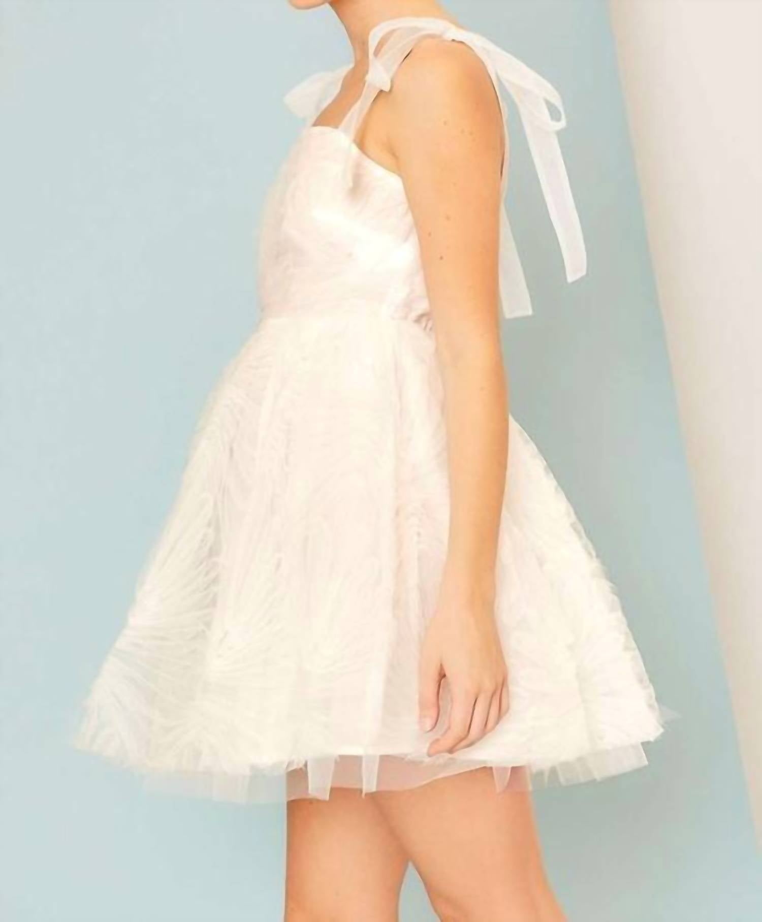 Main Strip - Shirring Mini Dress With Solid Organza