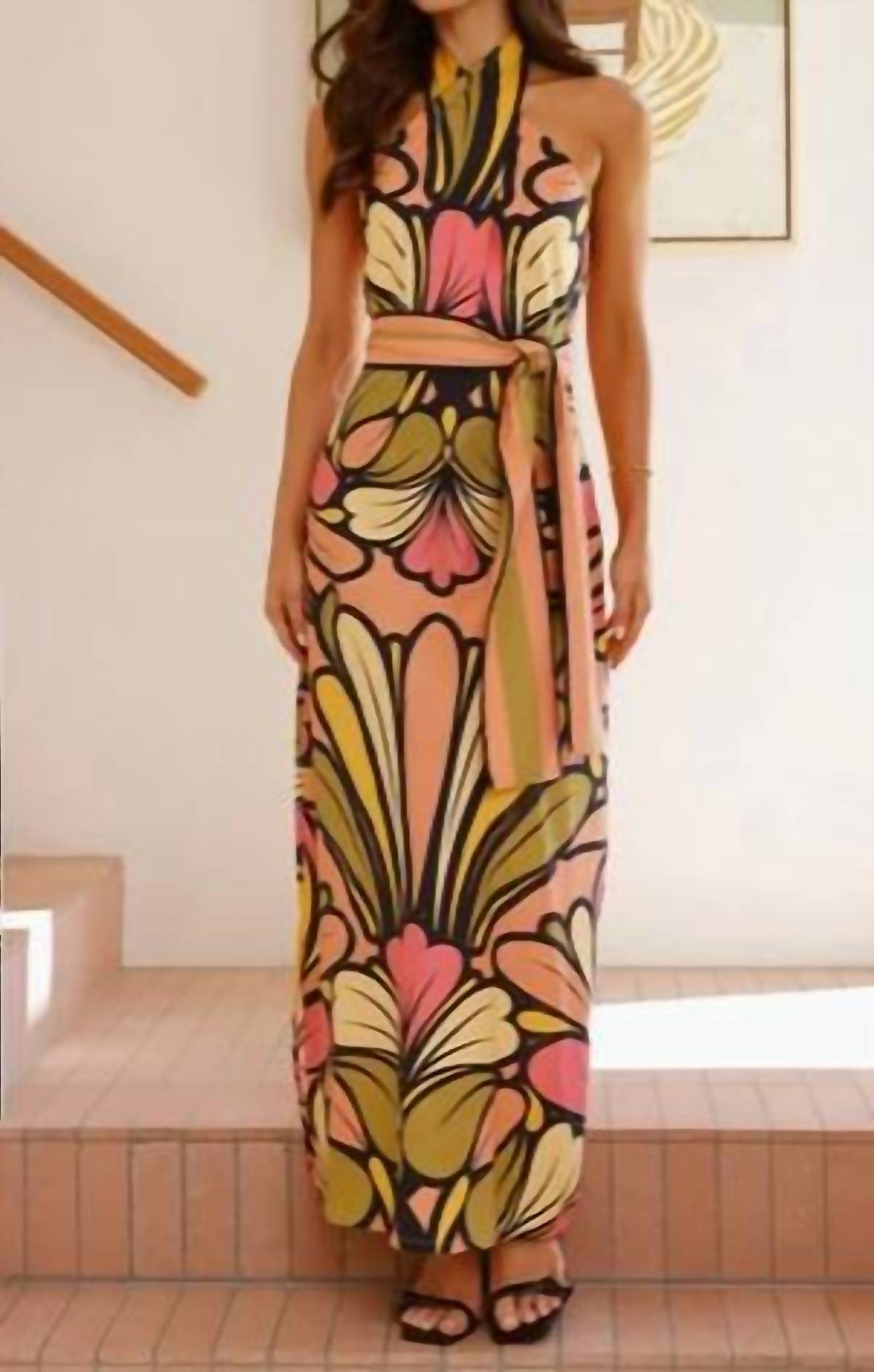Halcyon Outfitters - Floral Halter Maxi Dress