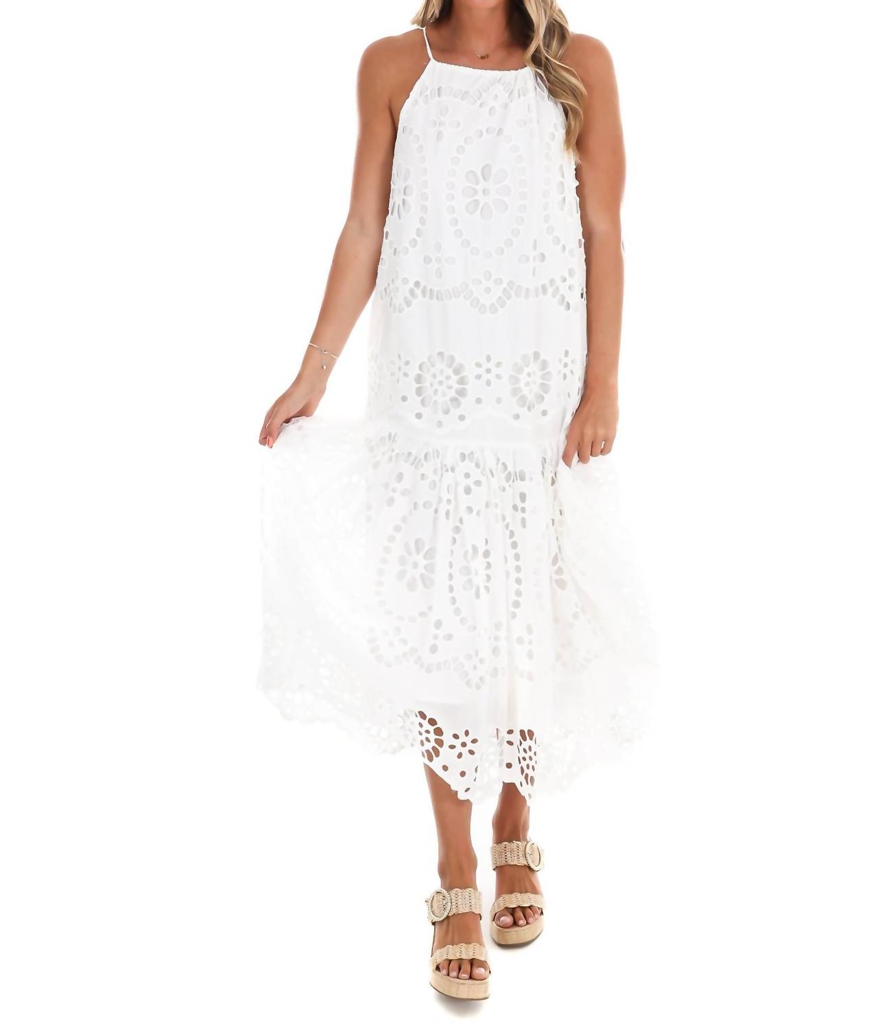 Heyson - Perfect Together Eyelet Halter Midi Dress