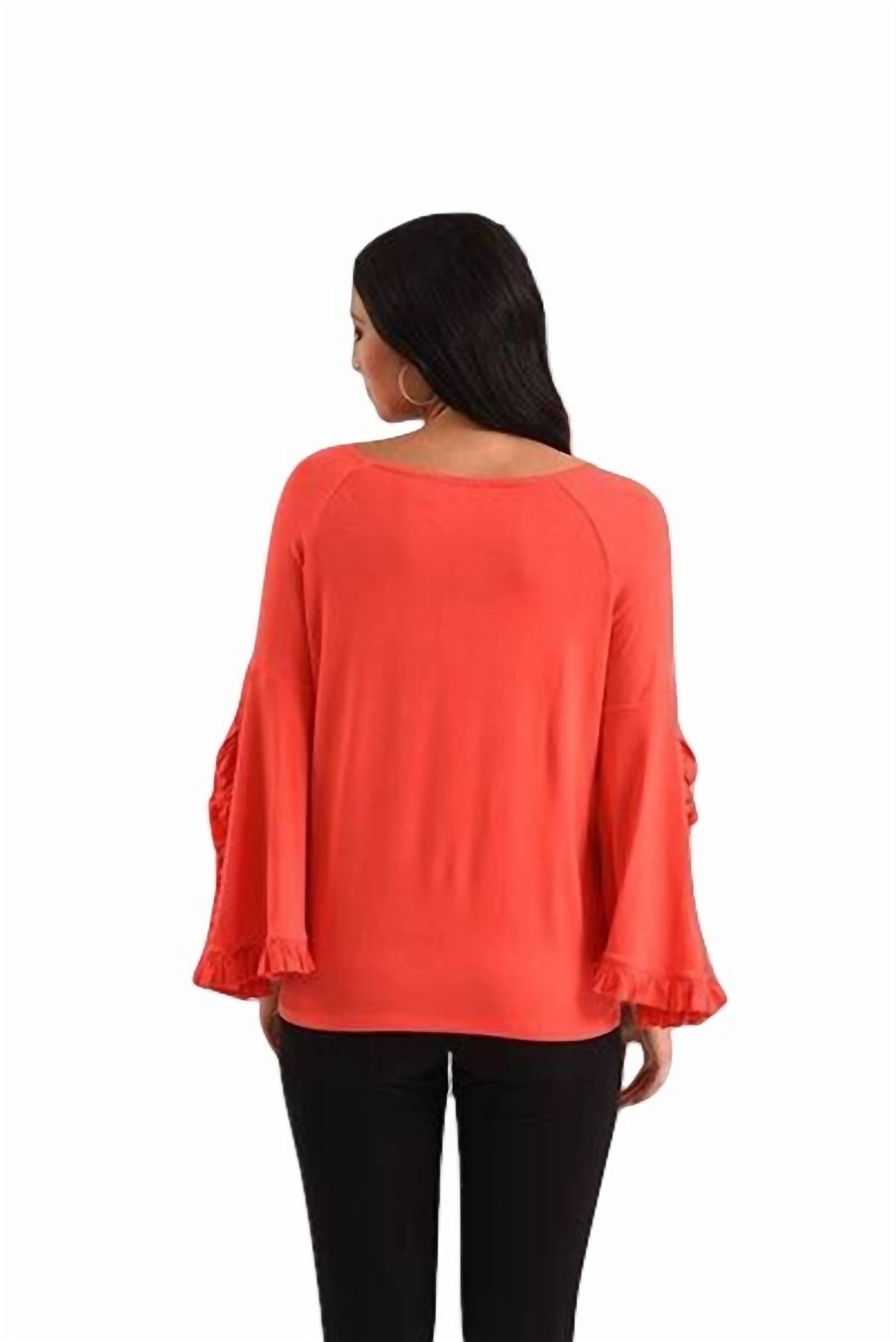 Marie Ruffle Sleeve Scoop Top