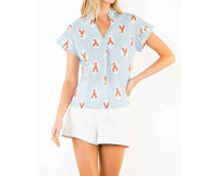 Thml - Striped Short Sleeve Lobster Print Top