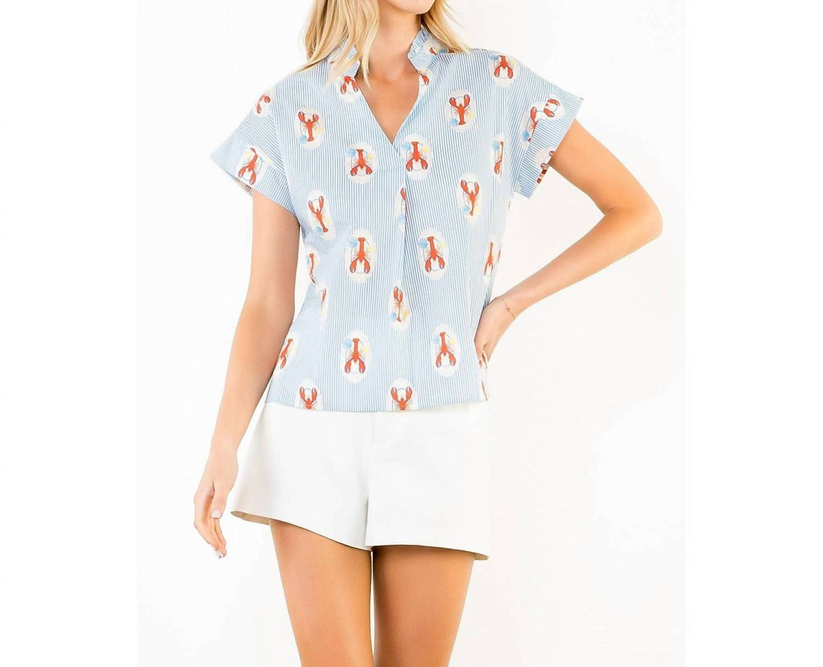 Thml - Striped Short Sleeve Lobster Print Top