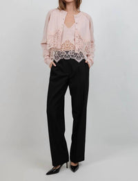 Whiteroom+Cactus - Knitted Sweater Cardigan with Lace Edge Detailing