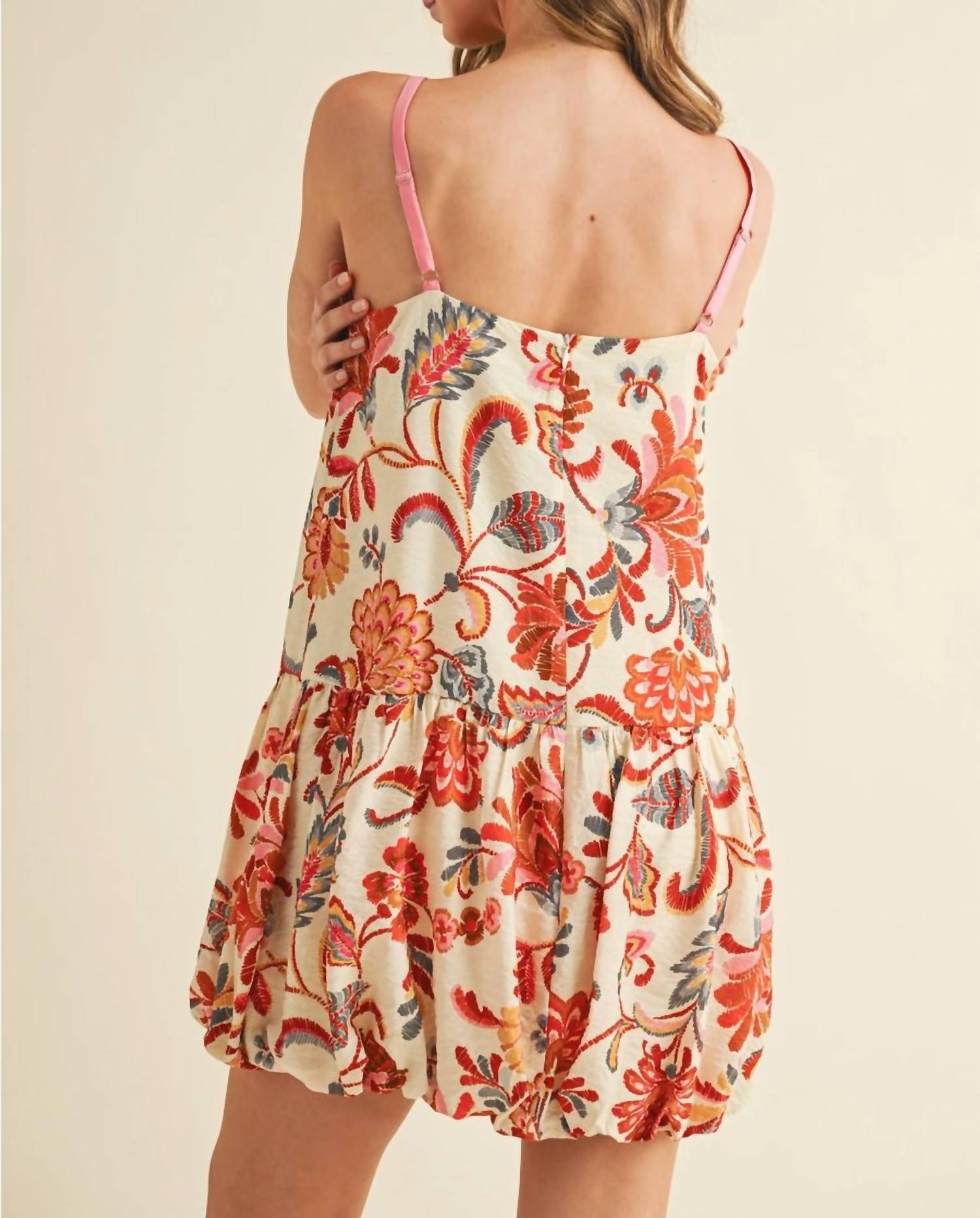 TCEC Drea Floral Mini Dress in cream 1 - women's dress - alternate view