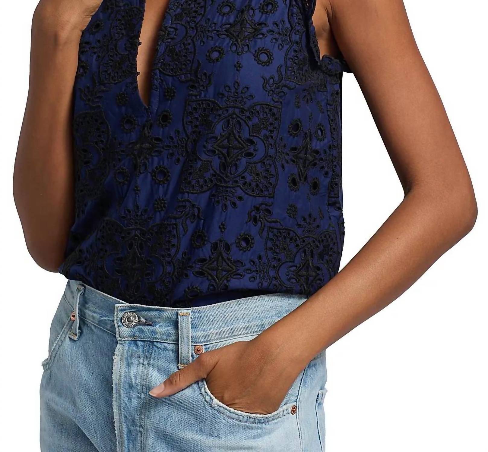 Figue - Maris Embroidered Cotton Top