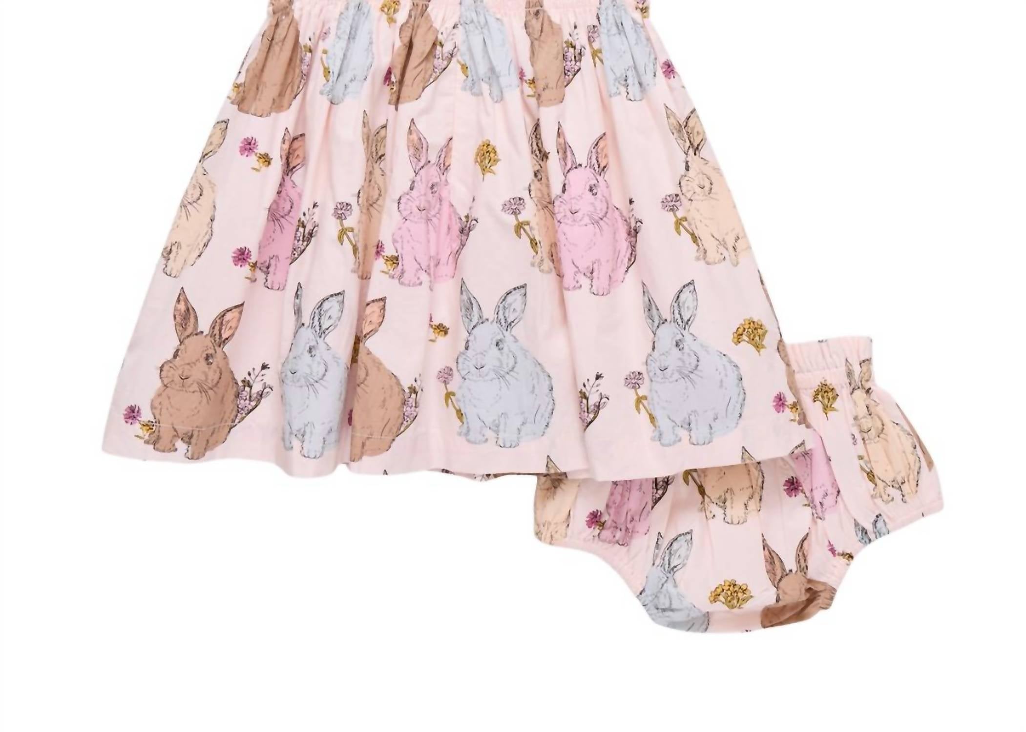 PINK CHICKEN Baby Girls Stevie Dress Set in vintage bunnies 1 - kids' dress - detail view