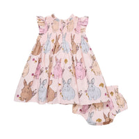 PINK CHICKEN Baby Girls Stevie Dress Set in vintage bunnies 1 - kids' dress - alternate view